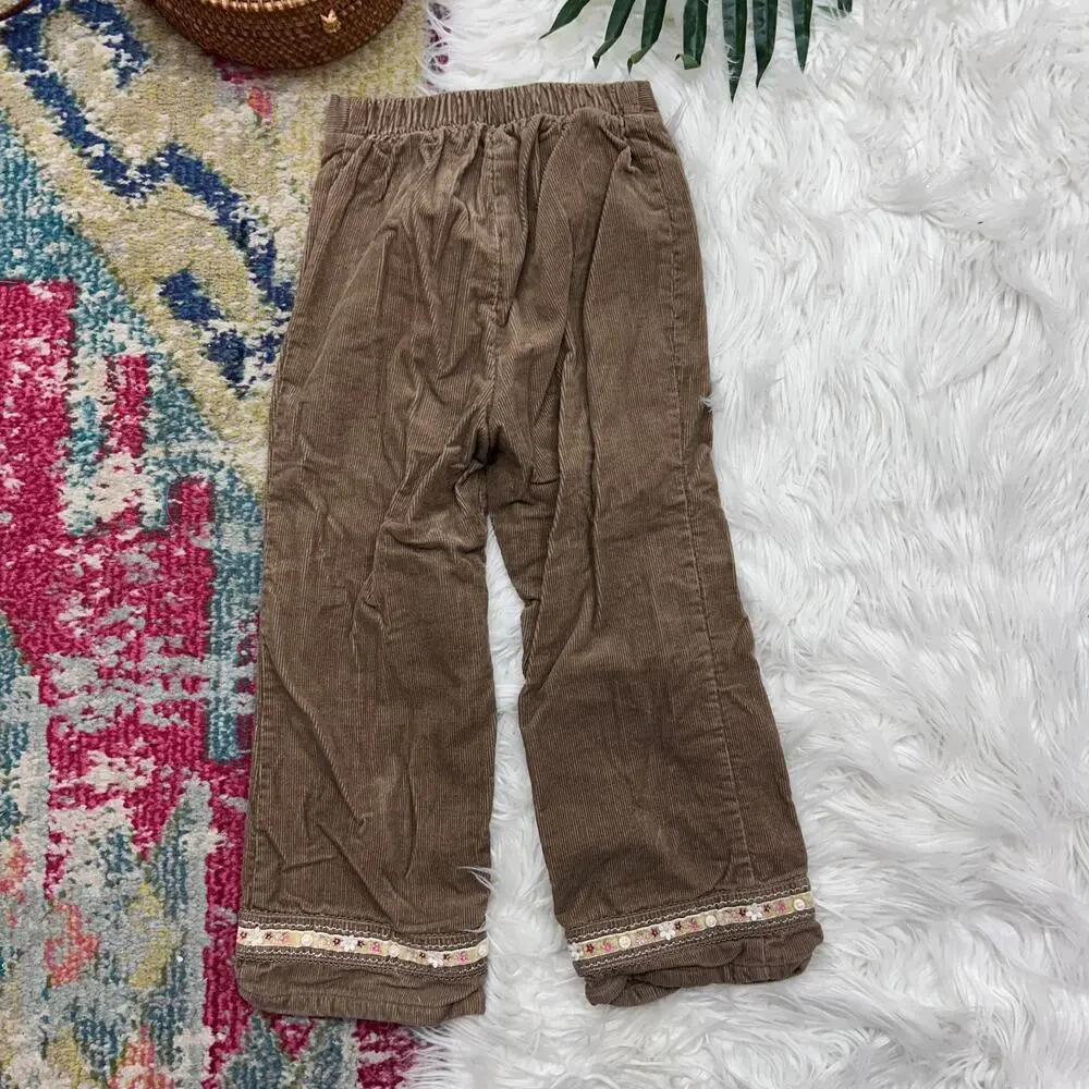 Vintage Y2K 2000s Children's Place Floral Embroidered Corduroy Pants Girls 4T